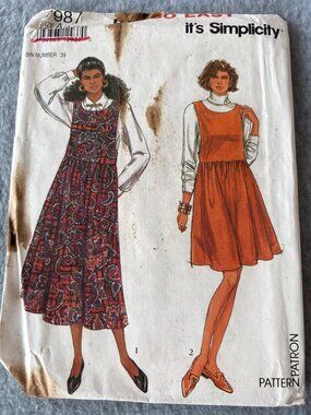 Simplicity Misses Jumper Sewing Pattern 7987 Size 8 10 12 14 16 18 20 Uncut